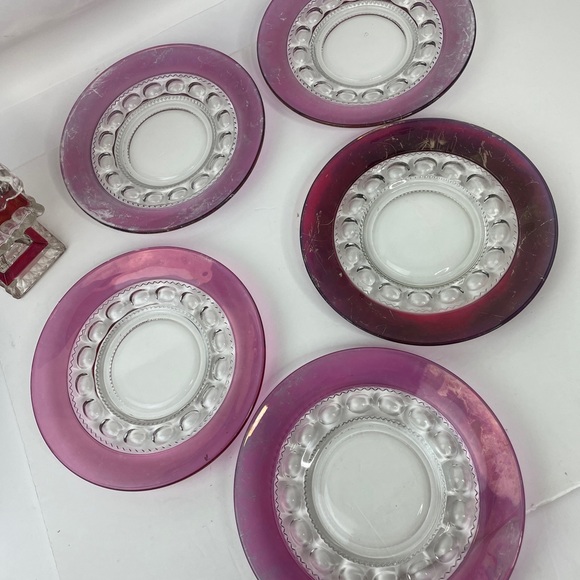 Vintage Westmoreland Footed Lidded Wedding Candy Dish Jar Ruby Red 5 Plates - Picture 2 of 7